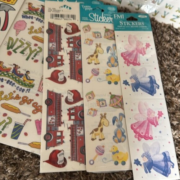 Vintage FMI Francis Meyer Stickers Firefighter Fairy Baby Letters Park Birthday - Picture 7 of 7